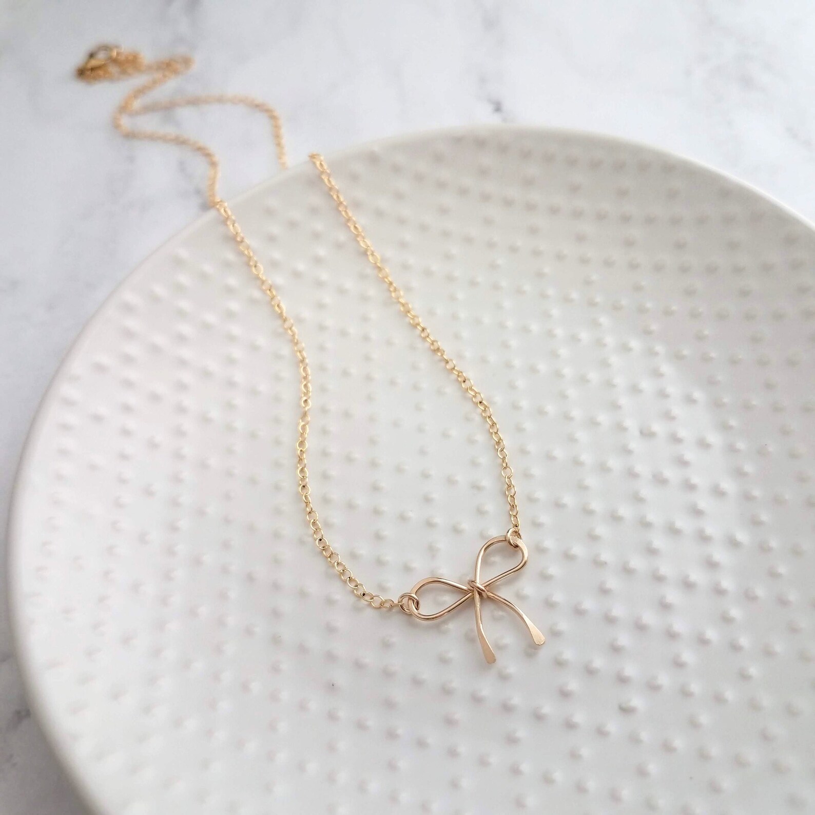 Gold Bow Necklace 14K gold filled necklace small bow Etsy