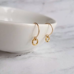 Gold Circle Earrings, 14K gold fill earring, gold ring earring, tiny gold circle earring, small ring earring, minimalist gold earring, hoop