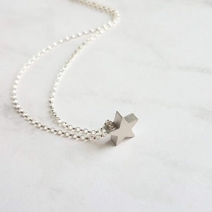 Silver Star Necklace .925 sterling silver rolo chain / simple minimalist matte rhodium brass small charm pendant Baby I'm a STAR image 10