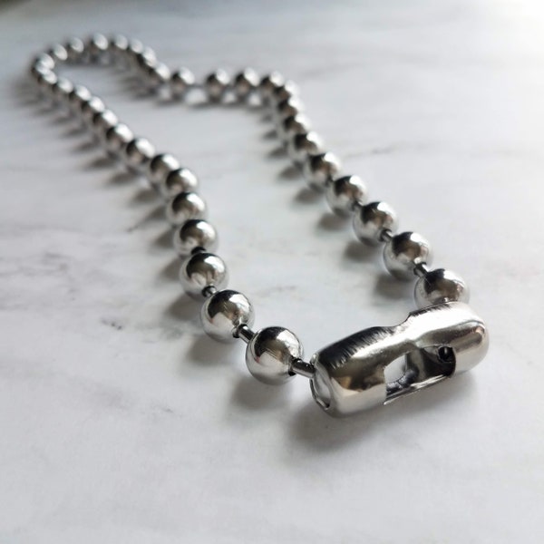 Large Ball Chain, huge ball chain, big silver ball chain, large bead chain, ball chain choker, stainless steel chain, thick chunky chain 8mm