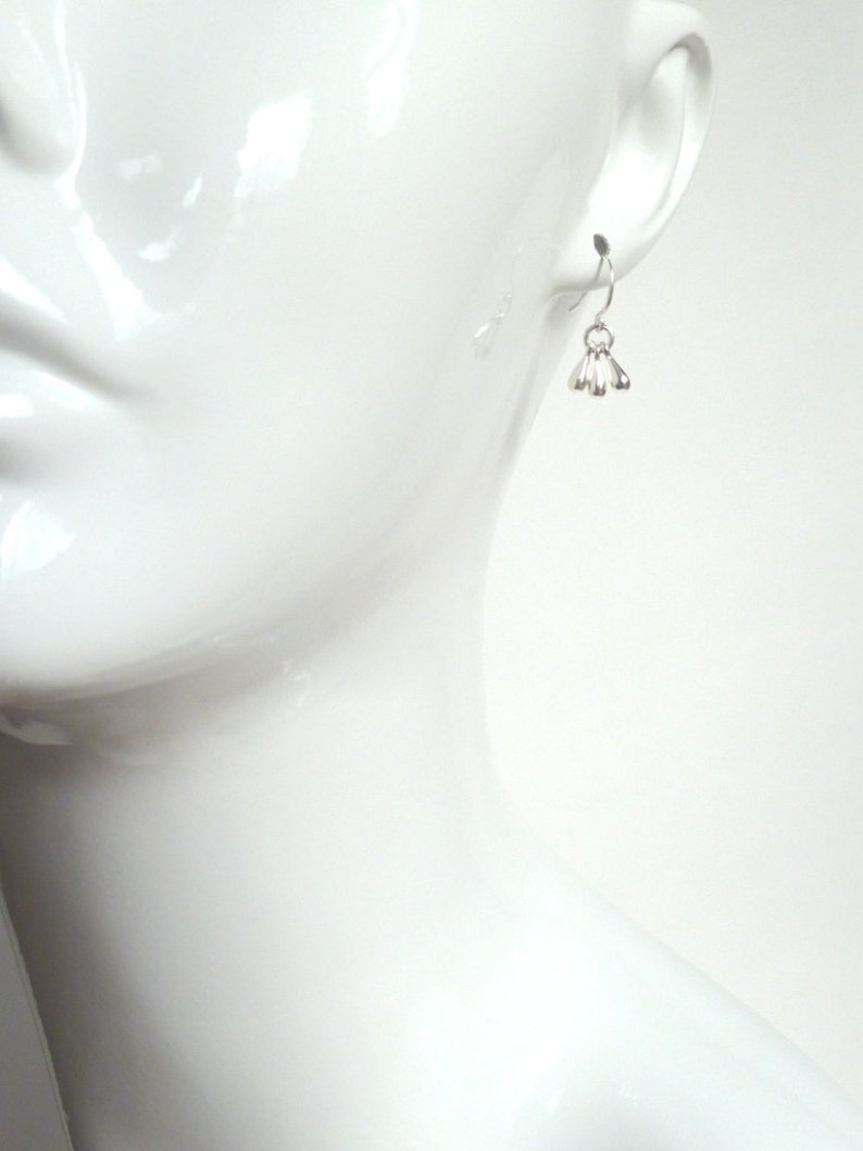 Silver Drop Earrings, tiny teardrop earring, 3 drop earring, small drop earring, little teardrop earring, silver teardrop earring small hook image 10