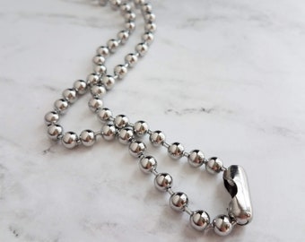 Large Ball Chain, 6mm ball chain, big silver ball chain, large bead chain, ball chain choker, stainless steel chain, thick chunky chain 1/4"