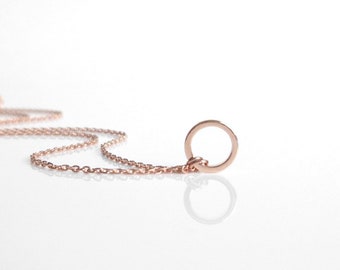 Rose Gold Circle Necklace, tiny circle pendant, small circle pendant, ring pendant, delicate rose gold necklace, minimalist rose gold chain