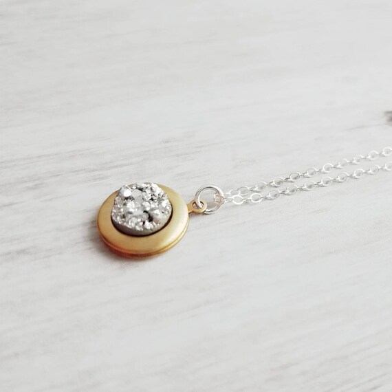 Small Locket Necklace .925 Sterling Silver Chain Little Gold Etsy