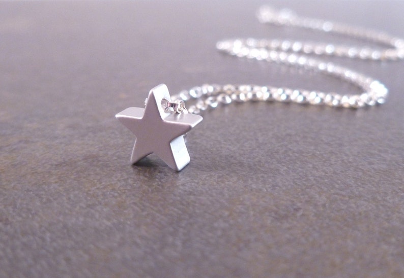Silver Star Necklace .925 sterling silver rolo chain / simple minimalist matte rhodium brass small charm pendant Baby I'm a STAR image 4
