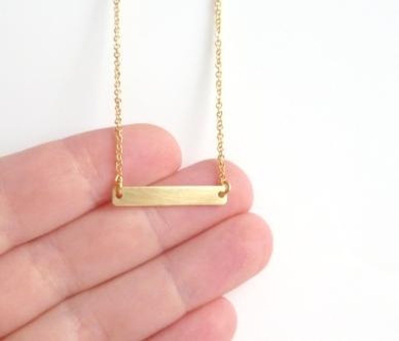 Gold Bar Necklace Simple Minimalist Flat Rectangle Link Etsy