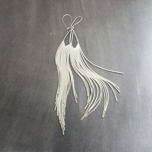 Silver Chain Fringe Earrings, silver tassel earring, chain dangle, v shape, thin chain fringe, chain tassel, 5.6 inch, extra long earring