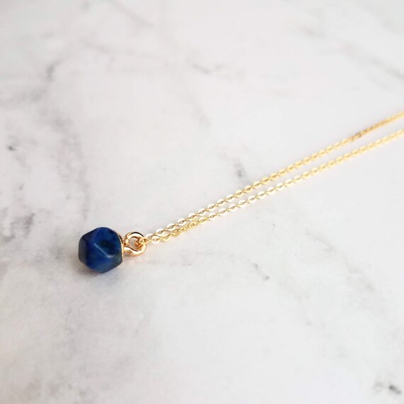 Small blue shop stone necklace