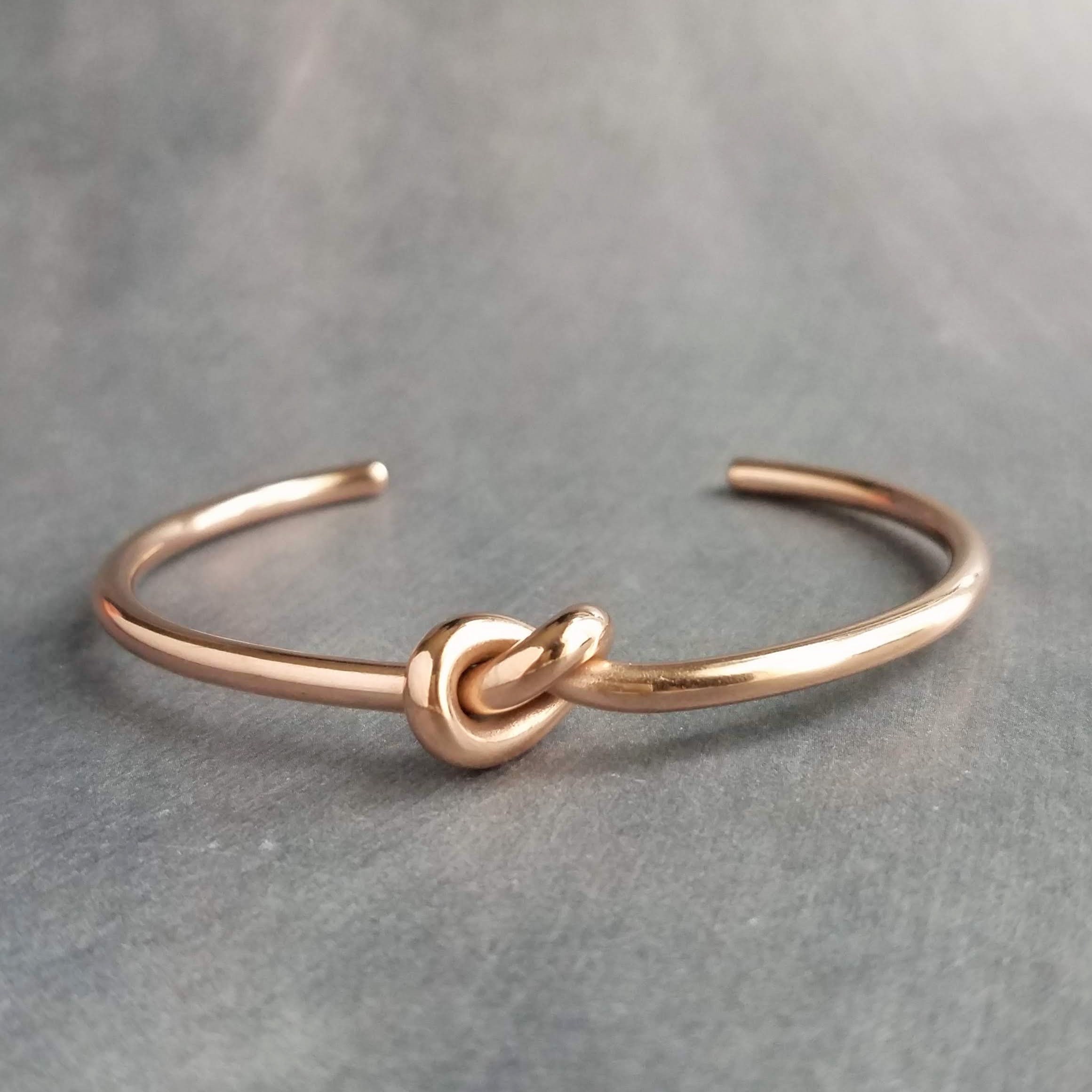 Rose Gold Knot Bracelet Tie the Knot Bracelet Bridesmaid Bracelet Pretzel Knot Knot Cuff Gold Cuff Bracelet Thin Cuff Oval Bangle Etsy