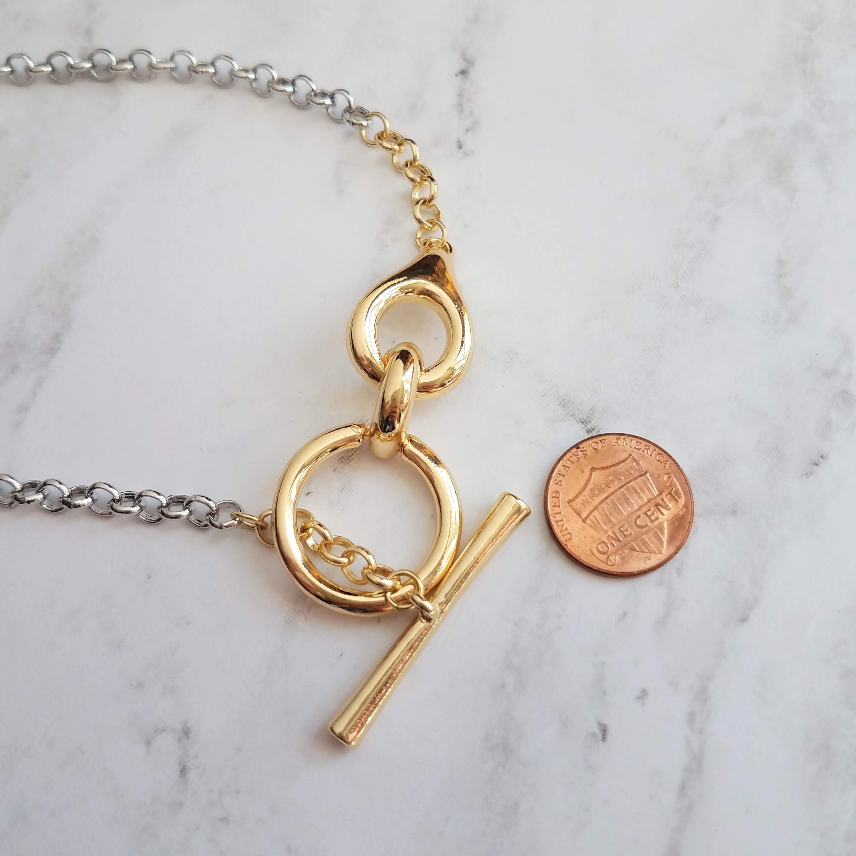 Toggle Clasp Necklace Front Clasp Necklace Pale Light Gold Etsy UK