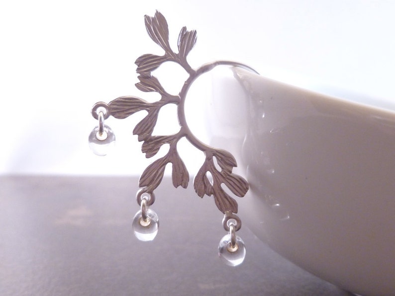 Vine Chandelier Earrings Matte Silver Earring Silver Leaf Etsy