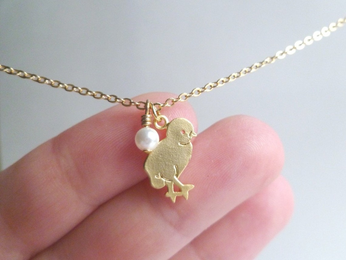 Baby Chick Necklace Chicken Necklace Baby Chicken Necklace Etsy