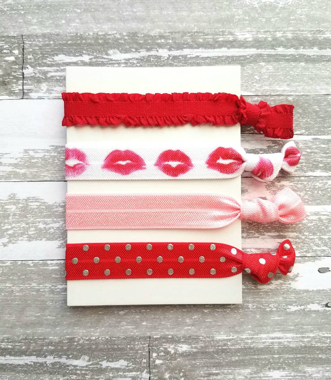 Valentine Hair Tie Set, Valentine Ties, Valentine Ponytail Holder