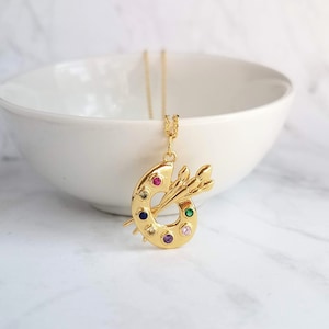 Artist Necklace, gold artist necklace, paint necklace, paint palette necklace, paint palette charm, painter necklace, gold palette necklace
