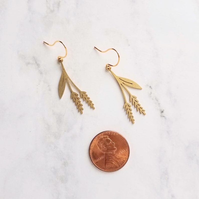 Wheat Earrings, gold wheat earring, wheat stalk earring, farmer earring, cowgirl earring, gold country earring, farm earring, crop earring image 3