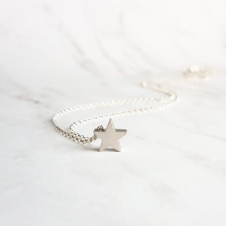 Silver Star Necklace .925 sterling silver rolo chain / simple minimalist matte rhodium brass small charm pendant Baby I'm a STAR image 6