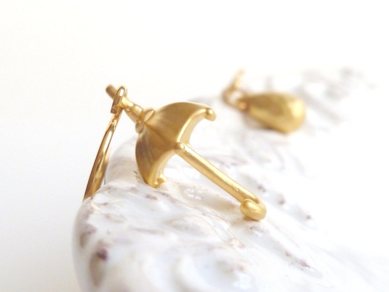Rainy Day Earrings Little Matte Gold Mismatched Fun Pair Etsy
