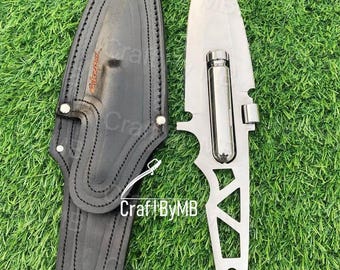 Coltello Cyberpunk 2077 – Neurotossina Zanna Blu / Lama in acciaio 12Cr da 33 cm con rotelle e fodero in pelle / Da collezione e per cosplay