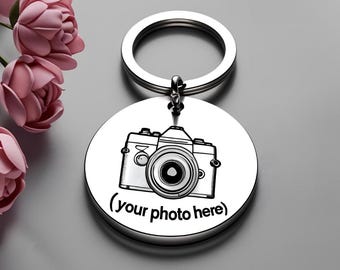 Llavero con foto personalizado: recuerdo de metal grabado con láser
