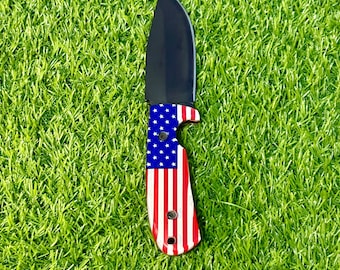 Navaja EDC patriótica con mango de la bandera de EE. UU. / Navaja artesanal para exteriores / Navaja EDC / Regalo para él y coleccionistas