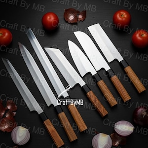 Set di 7 coltelli da chef in acciaio inossidabile / Coltello da cucina / Utensili da cucina / Regalo di nozze / Regalo per lui/lei