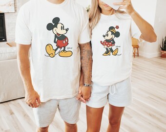 Comfort Colors® Retro Mickey Mouse Shirt, Disney Mickey Minnie Mouse Classic Pose Couple Shirt, Disney Tee, Disney Couple Matching Shirt