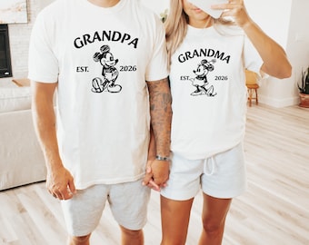 Comfort Colors® Disney Grandma Shirt, Mickey Minnie Couple Tee, Disney Grandpa Shirt, Custom Grandparents Est Shirt, Grammy Shirts