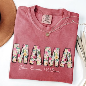 Maglietta Mimi personalizzata con nomi dei nipoti, maglietta floreale Mimi, regali Mimi, maglietta per la festa della mamma, maglietta personalizzata con nomi per bambini e nonna, maglietta Mimi