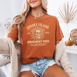 Spooky Island Comfort Colors Tee, Retro Halloween Movie Shirt, Disco Skull T-Shirt, 90s Nostalgia Halloween, Summer Spooky Shirt, Gift Idea