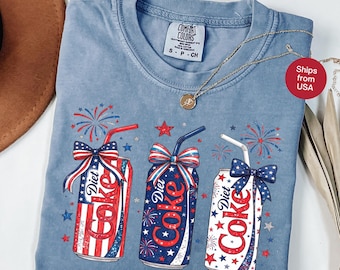 Comfort Colors® Patriotic Diet Coke Shirt, 4th of July T-shirt, Sarcastic Soda Lover Tee, Diet Coke Fans Tee, Red White Blue Coke Tee
