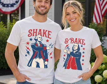 Comfort Colors® Matching 4th of July Couples Shirt Shake and Bake , Patriotic Independence Day Tee Unisex Cotton