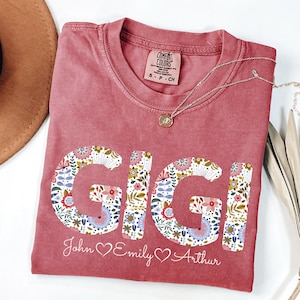 Personalized Gigi Shirt with Grandkids Names,Floral GigiT-Shirt,Mimi Gifts,Mother&#39;s Day Shirt,Custom Kids Names Grandma Shirt,Mimi Tee