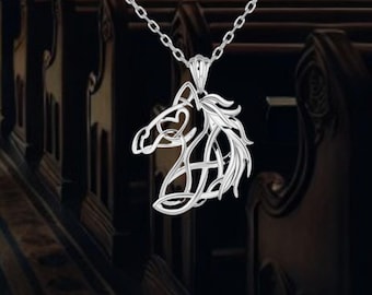 スターリングシルバー ケルト馬ネックレス 925 ノットペンダント