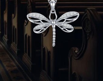 Sterling Silver Dragonfly Necklace Nature Inspired Jewelry