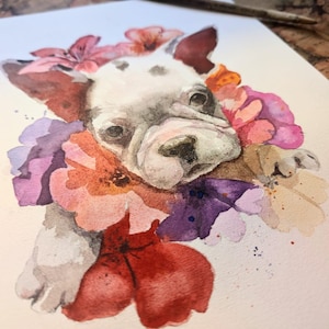Aangepast huisdierportret | Gepersonaliseerde hond- of katillustratie | Handgemaakt aquarel huisdierportret