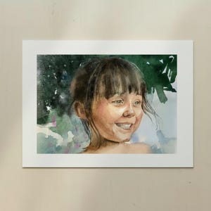 Portret van kinderen en baby van foto – Aangepaste aquarelkunst pasgeboren pasgeborene, originele illustratie