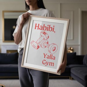 Habibi,Yalla Gym Poster-Arabic Poster-Gym Poster-Gym Decor-Digital Art-Gym Art-gym wall art