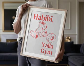 Habibi,Yalla Gym Poster-Arabic Poster-Gym Poster-Gym Decor-Digital Art-Gym Art-gym wall art