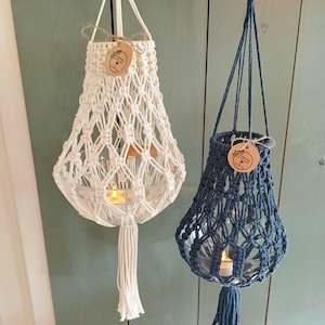 Macrame lantern with glass bowl
