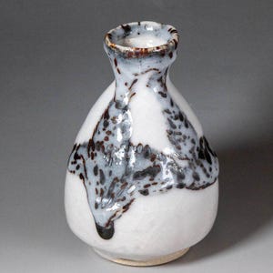 Manoyama-yaki Tokkuri av Agawa-gama (Mano Toen) | Kohiki White Sake-flaska med stänk av järnglasyr, Tomobako och broschyr