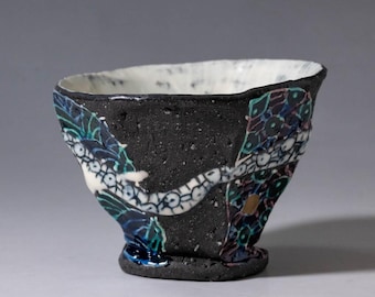 Asada Emiko Guinomi Sake Cup Gosu Decor Contemporary Japanese Ceramic Small Cup Artist Signed with Tomobako