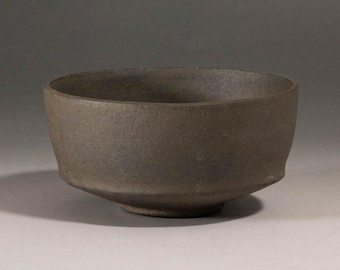 Hiromi Okumura Ash Glazed Chawan Tea Bowl Signed Seal Mark with Tomobako Cloth Bag Japanese Pottery Wabi Sabi Tea Ware