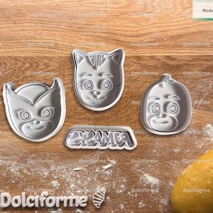 Set di timbri per biscotti in pasta frolla PJ Masks, Gattoboy, Gufetta, Geco, bomboniere per feste di compleanno per bambini, forniture per dolci, personaggi dei cartoni animati, strumento per decorare i biscotti