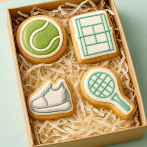 Tennis Cookie Cutter Set: Court, Racket, Ball & Shoe Designs
