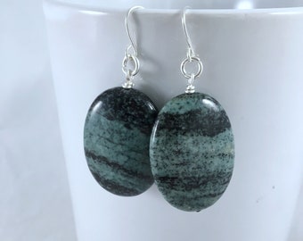Zebra Jasper Earrings- Stone Jewelry- Gift Ideas- Jasper Jewelry- Nickel Free Jewelry- Gifts for Her- Nature Jewelry- Statement Earrings