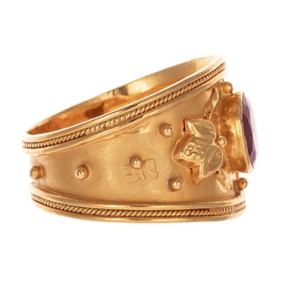 Vintage 22K Solid Gold Ruby Ring – 1.45ct Oval Ru… - image 2