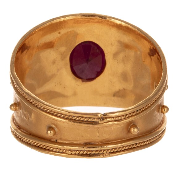 Vintage 22K Solid Gold Ruby Ring – 1.45ct Oval Ru… - image 3