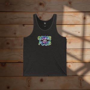Pride-Inspired Unisex Jersey Tank Queer As FCUK Unisex Jersey Tank Top Pride That Pops LGBTQ Apparel Summer Essentials Casual Pride Gear