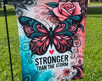 Stronger than the Storm Inspirational Garden or Wall Flag - 12x18 Single Side Print (FLAG ONLY)