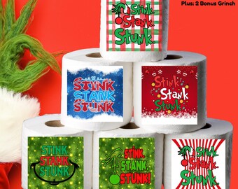 Grinch Stink Stank Stunk PNG | Funny Christmas Sublimation Design | Toilet Paper Sublimation | Holiday Gag Gift | Digital Download | 8 Image